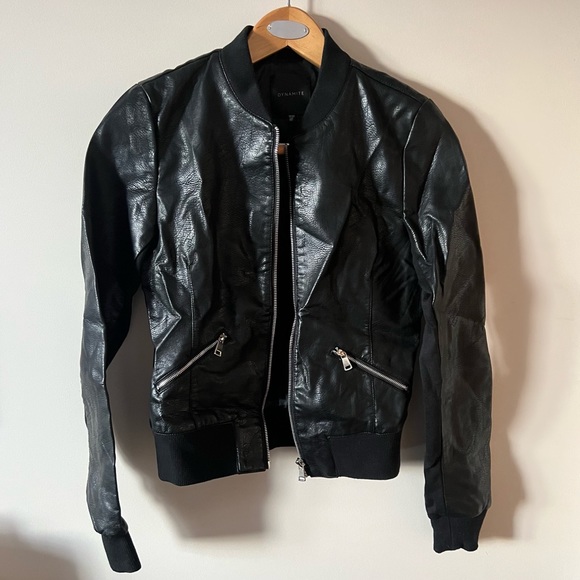 Dynamite Faux Leather Bomber - Picture 1 of 4